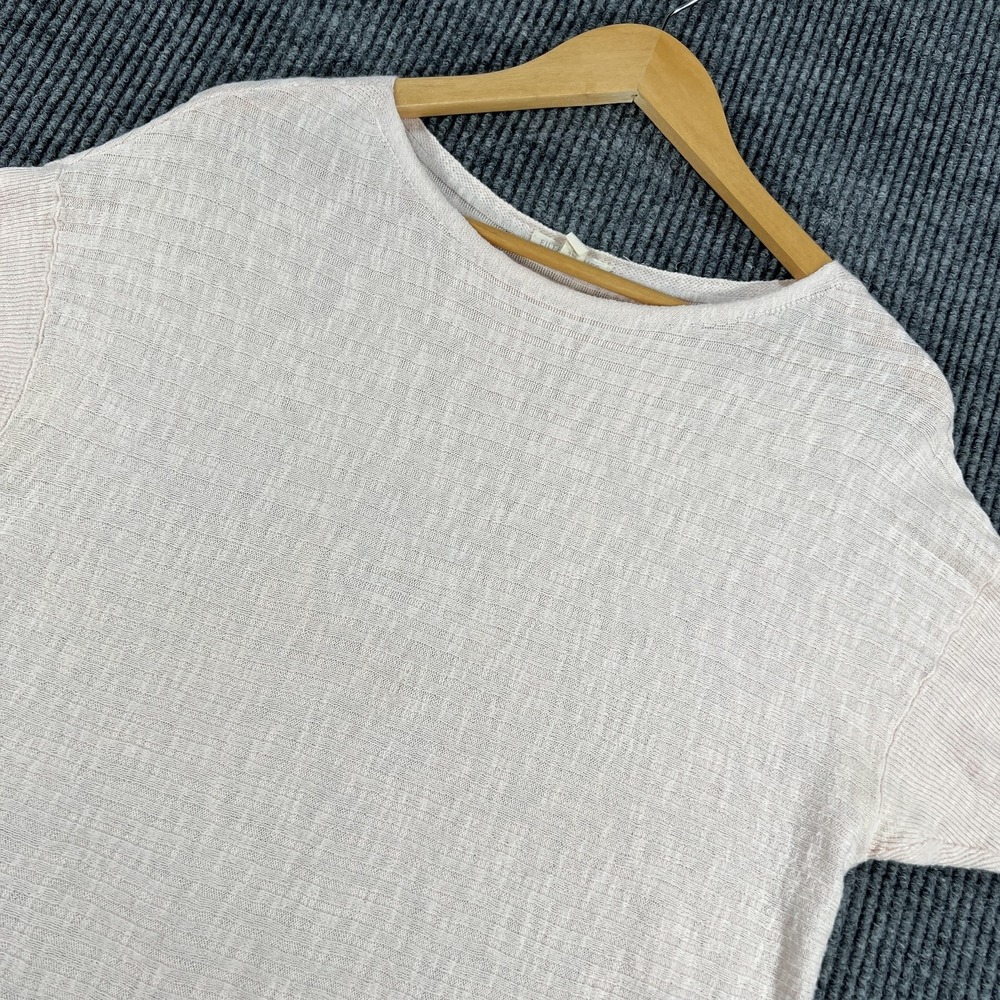 Eileen Fisher Sweater Womens Small Pink Organic Linen Cotton Short Sleeve Knit